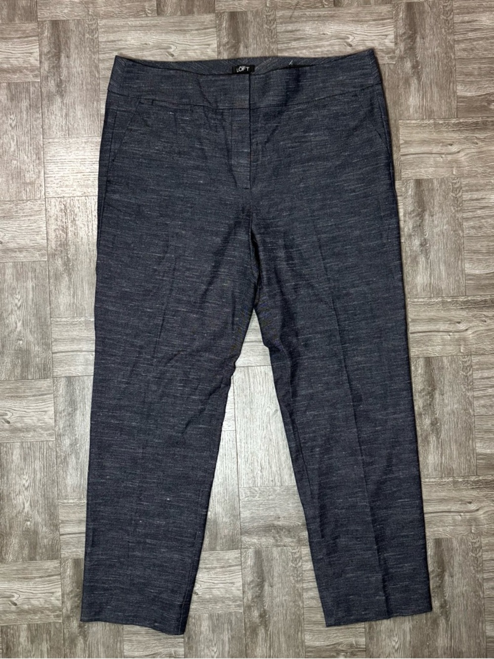 Ann Taylor LOFT Blue Marled Marisa Fit Straight Leg Dress Pants Size 12